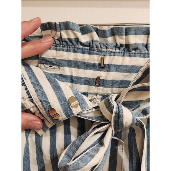 Forever 21 Women's Large 100% Cotton Nautical Paper bag Striped Shorts - Picture 5 of 9